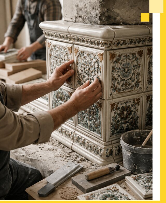 Изразцовые камины под ключ в Ейске: проект и монтаж