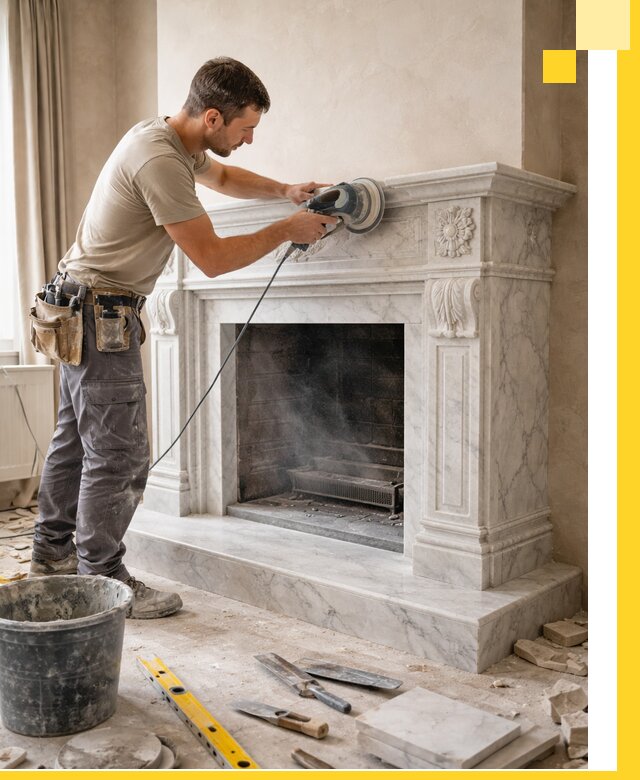 Изготовление и установка мраморных каминов в Ейске под ключ