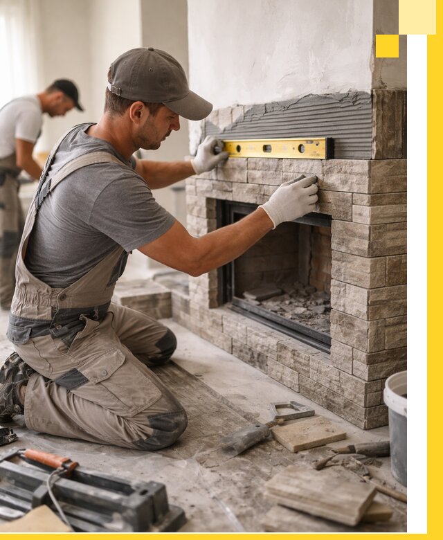 Облицовка каминов в Ейске, монтаж и отделка натуральным камнем