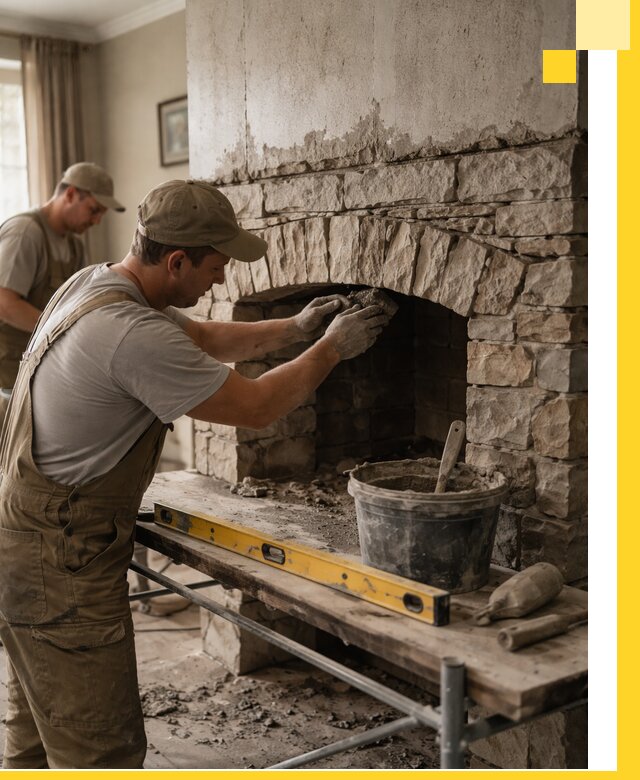 Изготовление каминов под ключ в Ейске, монтаж и отделка