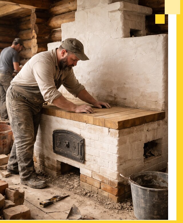 Проектирование и установка русской печи с лежанкой в Ейске