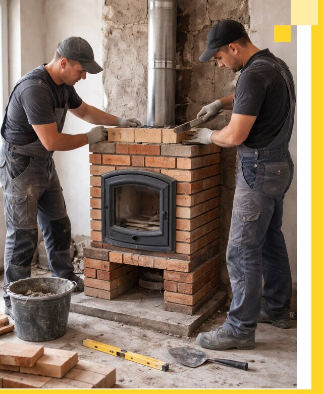 Монтаж печи камина под ключ в Ейске с гарантией и пусконаладкой