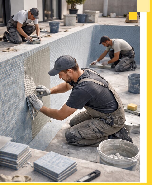 Облицовка бассейнов в Ейске плитка мозаика гидроизоляция