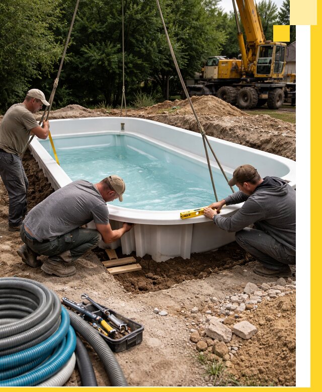 Установка и монтаж композитных бассейнов под ключ в Ейске