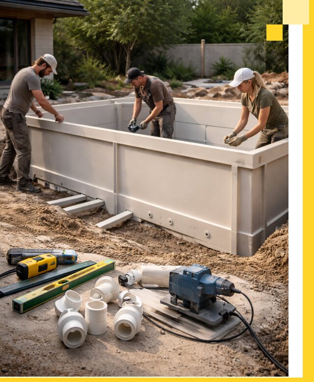 Установка полипропиленовых бассейнов под ключ в Ейске