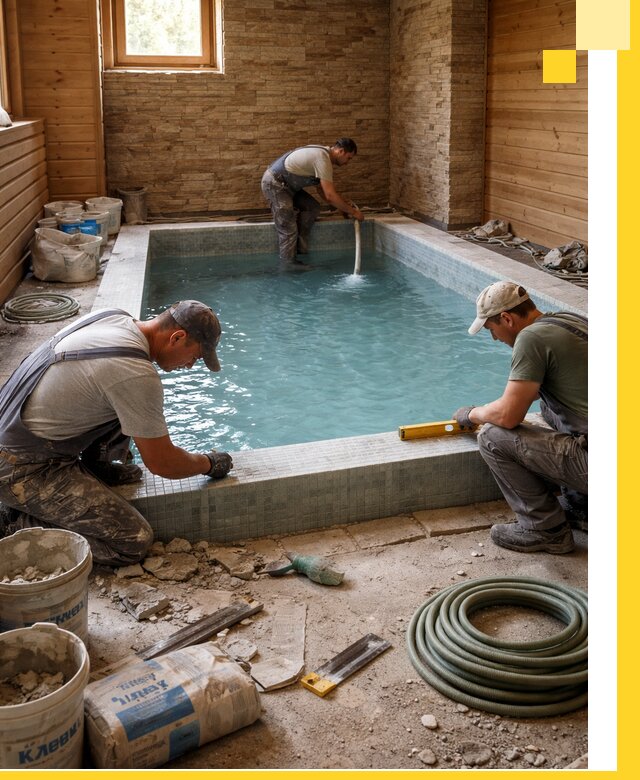 Проектирование и строительство бассейнов для бани в Ейске