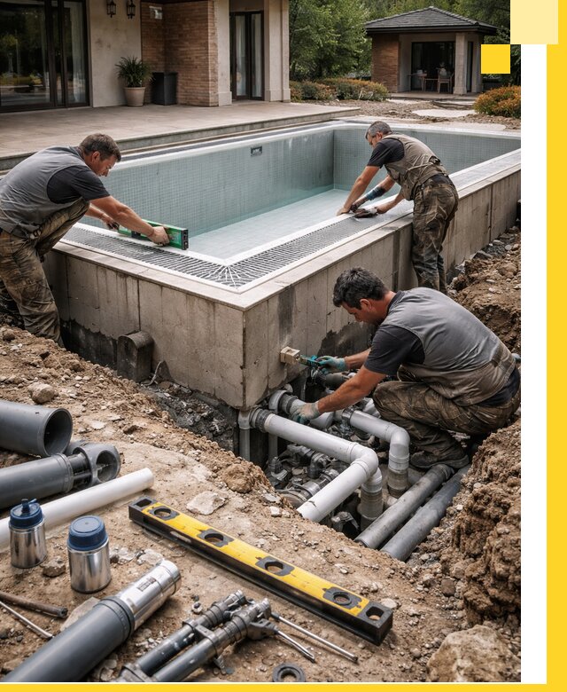 Строительство переливных бассейнов в Ейске под ключ