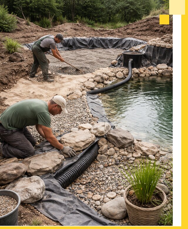 Строительство природных бассейнов и озер в Ейске под ключ