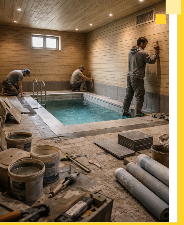 Строительство бани с бассейном и сауной под ключ в Ейске