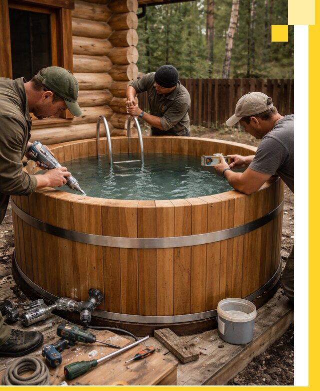 Строительство бань с купелью под ключ и отделкой в Ейске