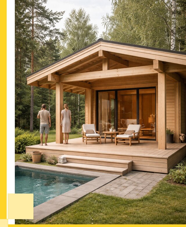 Бани с террасой под ключ в Ейске от 618360 р. | ЭриданЕск