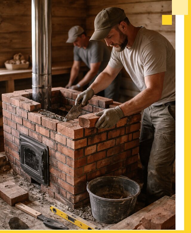 Кирпичные печи для бани под ключ в Ейске, проект и монтаж