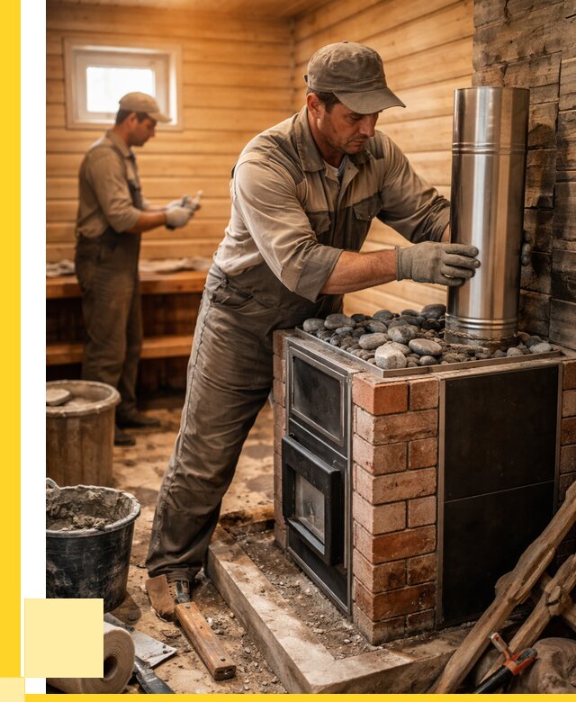 Монтаж печи в бане под ключ в Ейске от 20612 р. | ЭриданЕск