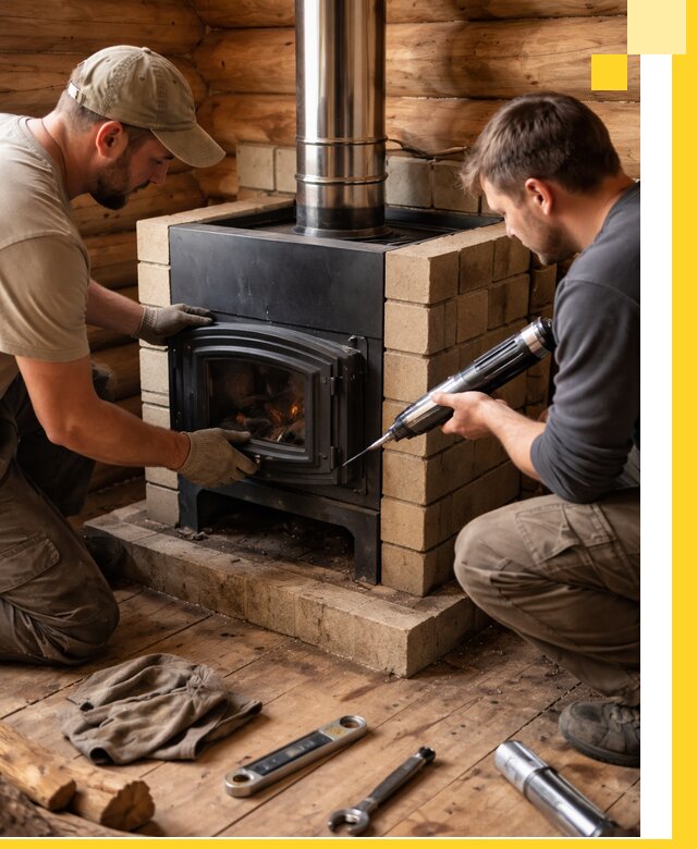 Монтаж и установка печи в бане под ключ с гарантией в Ейске