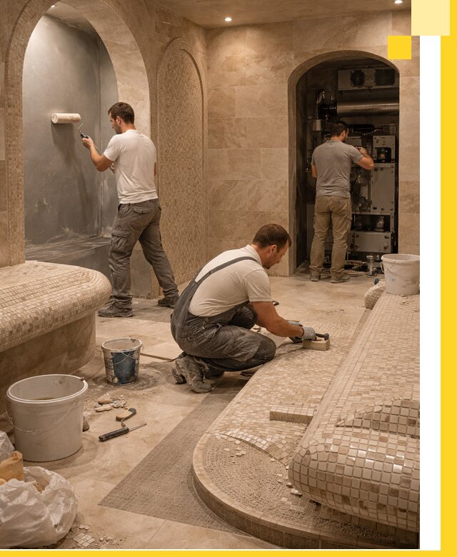 Строительство бани с хамамом и бассейном под ключ в Ейске