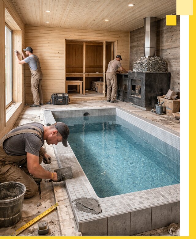 Проект бани с бассейном и сауной в Ейске под ключ