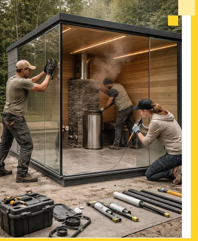 Проектирование и строительство стеклянных бань в Ейске