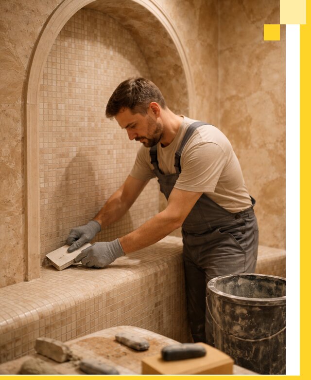 Профессиональная отделка хамамов с мозаикой под ключ в Ейске