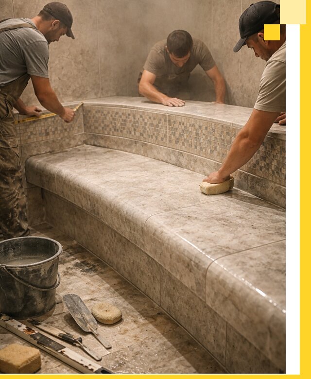 Изготовление и установка сидений для хамама в Ейске