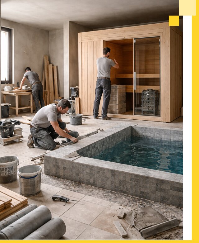 SPA зоны под ключ с бассейном сауной и печью в Ейске